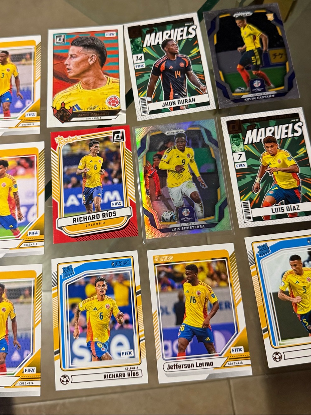 12 Columbia National Team soccer card lot FIFA World Cup Donruss Optic Prizm